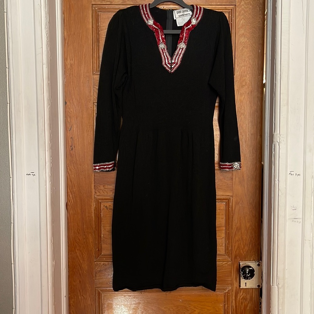 Vintage Black Knit Sheath w/ Beading